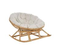Silla Mecedora Boho Ratán Beige Claro Cojines Tela Algodón Resistencia Media Interior Natural Orvieto
