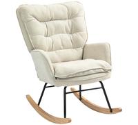 HomCom Silla mecedora para lactancia con patas de haya, reposabrazos, carga 120 kg Beige