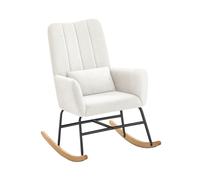 Silla Mecedora con Reposabrazos Reclinable Blanco Crema