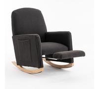 Silla Mecedora con Reposapiés Sillón Relax con Respaldo Alto en Tela Tipo Borreguito 67x96-127x96 cm Gris Oscuro Aosom España
