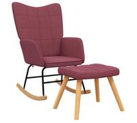 Silla Mecedora Con Reposapiés Tela Rojo Tinto Vidaxl