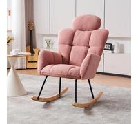 Silla mecedora con suave tejido de forro polar y botones - Sillón reclinable rosa