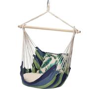 Silla mecedora de algodón y madera, color azul/verde, capacidad máxima de 150 kg