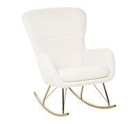 Silla mecedora de bou lanco dorado poliéster patas de metal Anaset