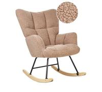 Silla Mecedora De Bou structura Negro Madera Clara Patas De Madera Beige Oulu
