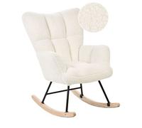Silla Mecedora De Bou structura Negro Madera Clara Patas De Madera Blanco Oulu