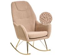 Silla Mecedora De Bouclé Tapizada Patas De Metal Doradas Con Reposabrazos Sala De Estar Beige Gulsele