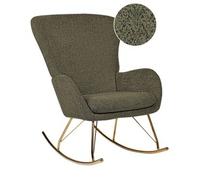 Silla Mecedora De Bouclé Verde Oscuro Dorado Poliéster Patas De Metal Anaset
