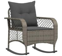 Silla Mecedora de Jardín vidaXL, Gris, Ratán Sintético, Cojines Acolchados, Funda Extraíble y Lavable, Resistente a los Rayos UV