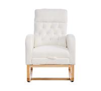 Silla mecedora de lactancia 65.6 x 123 x 102 cm - tejido de felpa tipo osito, reposapiés ajustable, bolsillos laterales - blanco