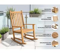Silla mecedora de madera de acacia, con respaldo alto, de 70x92x116 cm