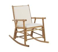 Silla Mecedora De Madera De Bambú Clara Blanco Crema Cojines Poliéster Frigole