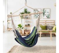 Silla mecedora de madera y algodón, color azul/verde, capacidad máxima de 150 kg