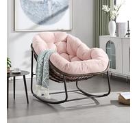 Silla Mecedora de Ratán con Acero, para Jardín y Salón, Rosa, 78x106x90 cm