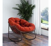 Silla Mecedora de Ratán y Acero, Jardín y Terraza, Naranja, 78x106x90 cm