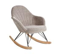 Silla Mecedora De Tela Asiento De Poliéster Patas De Metal Patines De Madera Diseño Moderno Gris Pardo Skale