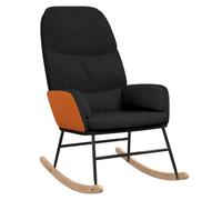 Silla Mecedora de Tela Negra con Cuero Sintetico y Reposabrazos Acolchados | Tapizado mixto, estructura estable, uso en sala o dormitorio, balanceo suave, diseño contemporaneo