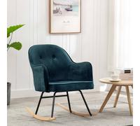 Silla mecedora de terciopelo azul, marca The Living Store
