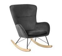 Silla Mecedora De Terciopelo Negro Patas De Metal Balancines Moderno Glamour Tradicional Ellan