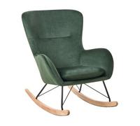 Silla Mecedora De Terciopelo Verde Oscuro Patas De Metal Balancines Moderno Glamour Tradicional Ellan