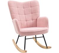 Silla mecedora Fortuna Lai, sillón oscilante, silla mecedora, silla de acento, sillón de relax, sillón para sala de estar o dormitorio, capacidad máxima de 120 kg, imitación de piel de oveja, color ro