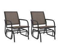 Silla Mecedora Jardín 2 Uds Acero Y Textilene Marrón 61x76x87cm Vidaxl