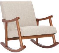 Silla mecedora Morelia – Sillón de relax – Máximo confort, acabado en nogal, estructura robusta | Color: Crema