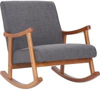 Silla mecedora Morelia – Sillón de relax – Máximo confort, acabado en nogal, estructura robusta | Color: gris claro