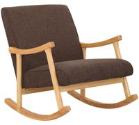 Silla mecedora Morelia - tapizada en tela, patas de madera natural - Color marrón