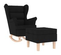 Silla mecedora negra con reposapiés, tela de poliéster | Tejido de poliéster, tapicería suave, máx. 110 kg, sala de estar, dormitorio, estudio, oficina, movimiento de balanceo