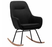 Silla mecedora negra de tela con cojín, estructura de metal | Uso en sala de estar, jardín, patio, cojín extraíble, fácil limpieza, requiere montaje