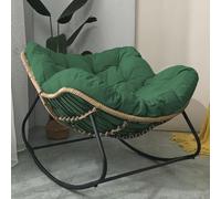 Silla mecedora Papasan para patio al aire libre con cojín acolchado, silla de mimbre de ratán grande para interiores, mecedoro de metal moderno