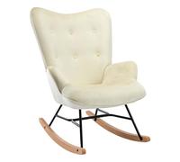 Silla mecedora sanka en terciopelo crema 88x71x98 cm