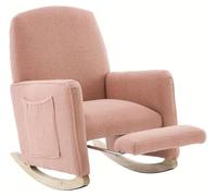 Silla mecedora - Sillón reclinable - Silla mecedora con reposapiés - Silla mecedora para interior, color rosa - Respaldo alto