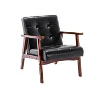 Silla medieval silla vintage en similicuir tufté con acomodadores en madera, estilo vintage, tapicería en madera duro, negro