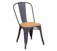 Silla metálica con asiento de madera de olmo - bistro