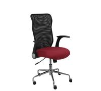 PIQUERAS Y CRESPO Silla Minaya con mecanismo basculante, brazos abatibles, respaldo de malla negro y asiento granate