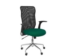 Piqueras y Crespo Silla Minaya respaldo en malla negra asiento Bali verde botella brazos abatibles