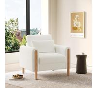 Silla moderna con reposabrazos con cojín grueso, cómodo sillón individual con acolchado suave, sillón relax para salón, oficina o dormitorio, cómodo sillón (beige)