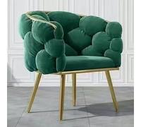 Silla moderna de terciopelo para dormitorio y sala de estar, sillón tapizado esponjoso con elegantes patas de metal, elegante silla de maquillaje para café y té, color verde