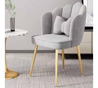 Silla moderna de terciopelo tapizada con pétalos para dormitorio, sala de estar y oficina, elegante sillón de salón en color gris, muebles cómodos y elegantes para el hogar