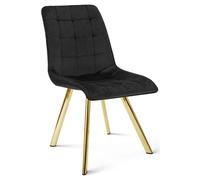 Silla negra CIEZA, tapizada en terciopelo, con patas doradas, estilo glamuroso, ideal para el comedor o la cocina