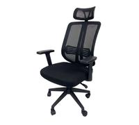 Silla oficina ergovan, silla escritorio ergonómica, refuerzo lumbar, reposacabezas, transpirable negro 61x115-125x48 cm
