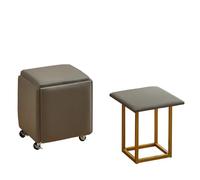 Silla otomana 5 en 1 anidable, taburete de almacenamiento apilable, taburete cambiador de zapatos, banco otomano cuadrado con ruedas para sala de estar