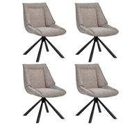 Silla para comedor Duhome, juego de 4 unidades, silla para cocina, giratoria 180°, fabricada con tela de chenilla y estructura de metal. Silla de estilo lounge con función de reclinación, color gris