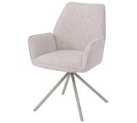 Silla para comedor HWC-G67, silla para cocina, giratoria, con ajuste automático, tapizada en chenilla (410g/m²), estructura en color crema