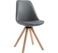 Silla para visitantes CLP, modelo Calais, cuadrada, giratoria, con patas de madera rectangulares, estructura negra y acabado en color natural