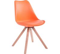 Silla para visitantes CLP, modelo Toulouse, tapizada en cuero sintético, diseño cuadrado con patas de madera rectangular. Color: verde. Estructura: color natural