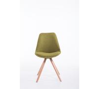 Silla para visitantes CLP, modelo Toulouse, tapizada en tela, con asiento acolchado y patas de madera redondas, estructura verde y color natural