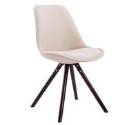 Silla para visitantes CLP, modelo Toulouse, tapizada en tela, con asiento acolchado y patas de madera redondas, estructura color crema y detalles en color cappuccino